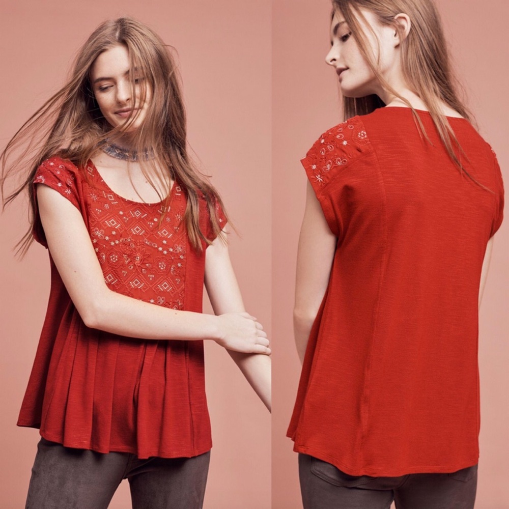 Anthropologie Akemi + Kin Arcana Embroidered Top